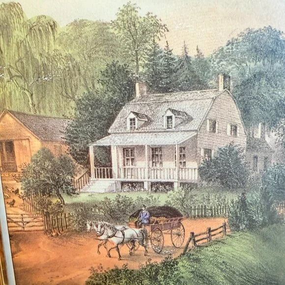 SOLD 1960's Currier & Ives "American Homestead Summer" Framed Lithograph - Picture 8 of 11